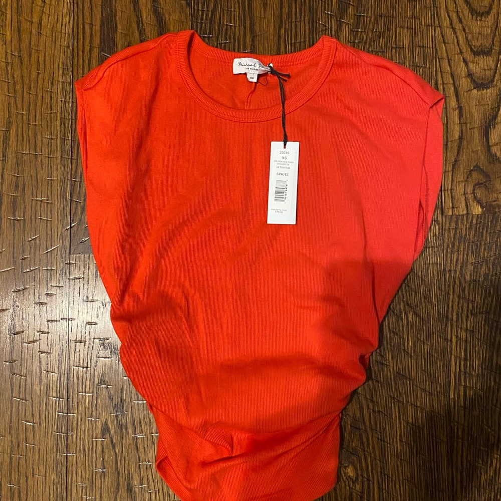 Michael Stars Joni Crew Neck Shoulder Top